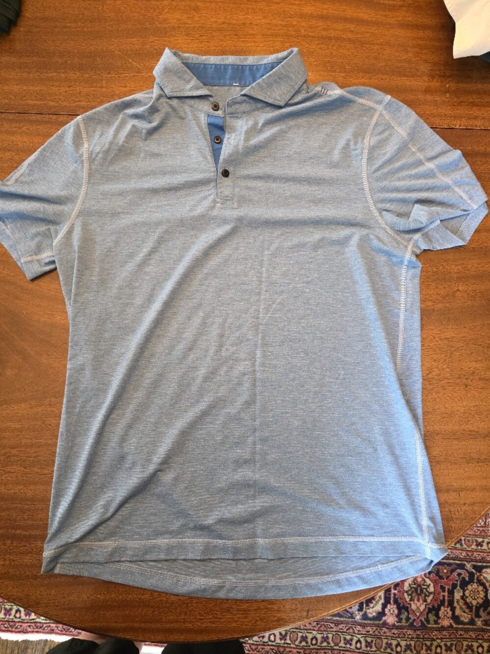 Lululemon Blue Heathered Short Sleeve Polo Shirt Mens XL Performance Golf